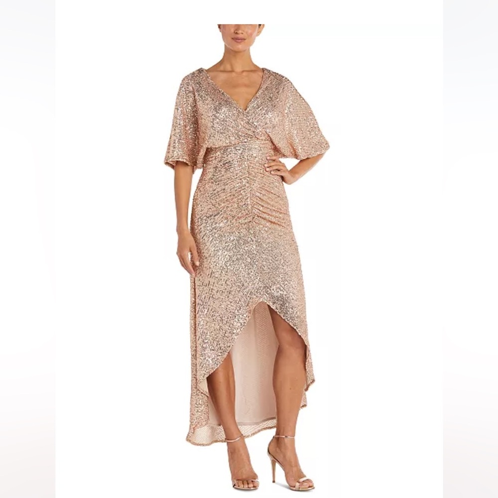 Nightway Rose Gold Sequin Gown
